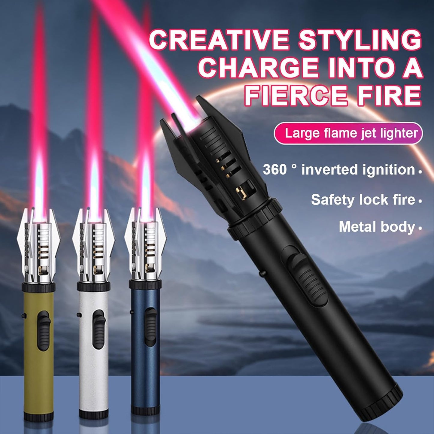 🔥 Metal Jet Lighter – Windproof Refillable Torch with Flame Lock 🔥 Limited Time Offer Only 🔥